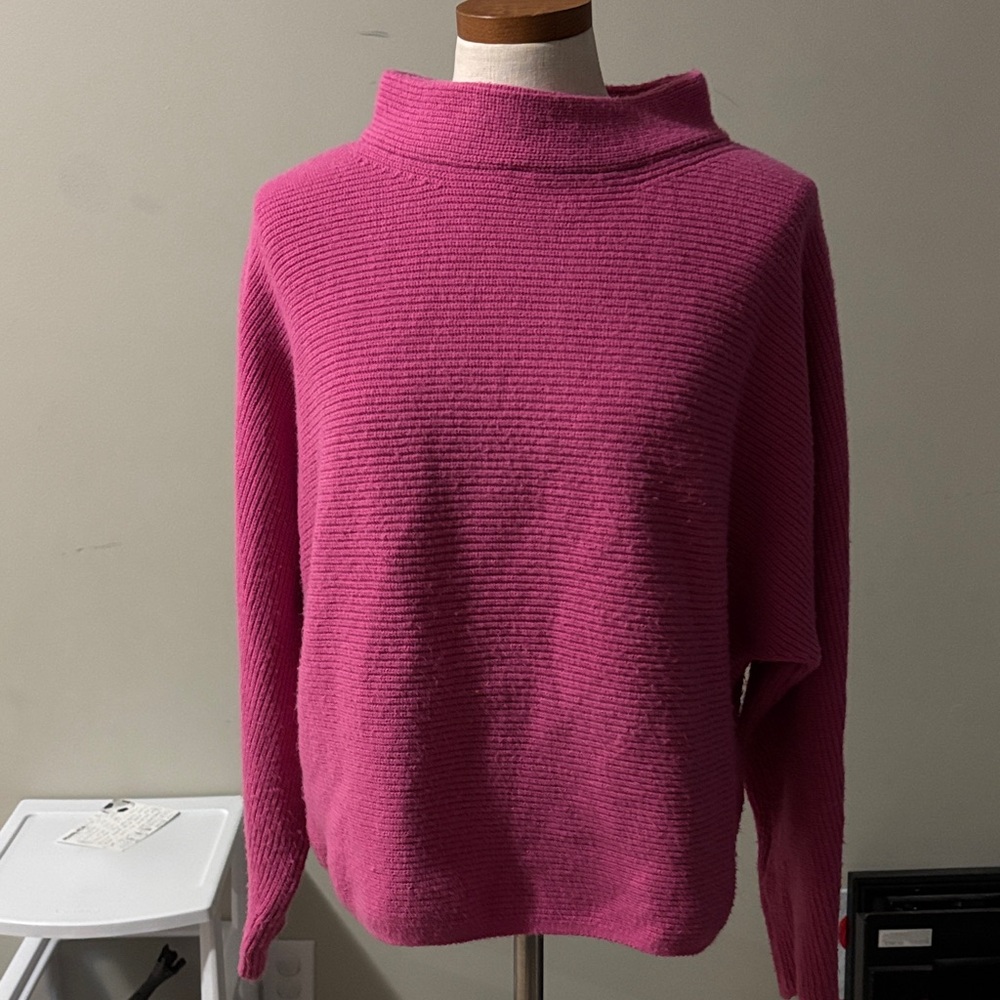 Ann Taylor Vibrant Pink Mock Neck Sweater
